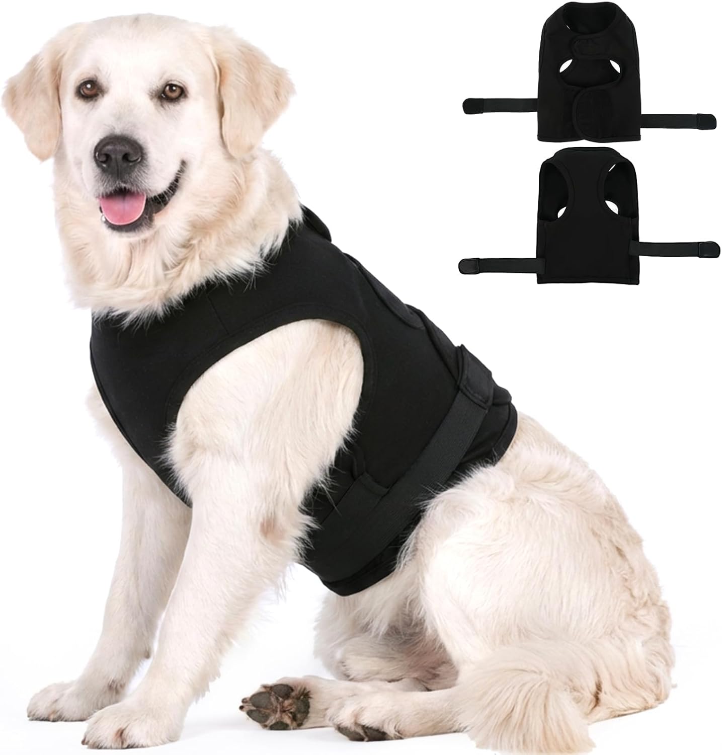 Dog Sleeveless Calming Vest with Adjustable Chest | Elastic Band Wrap The Chest,Lightweight for Free Movement,Separation Anxiety Shirt for Fear of The Environment (Black)