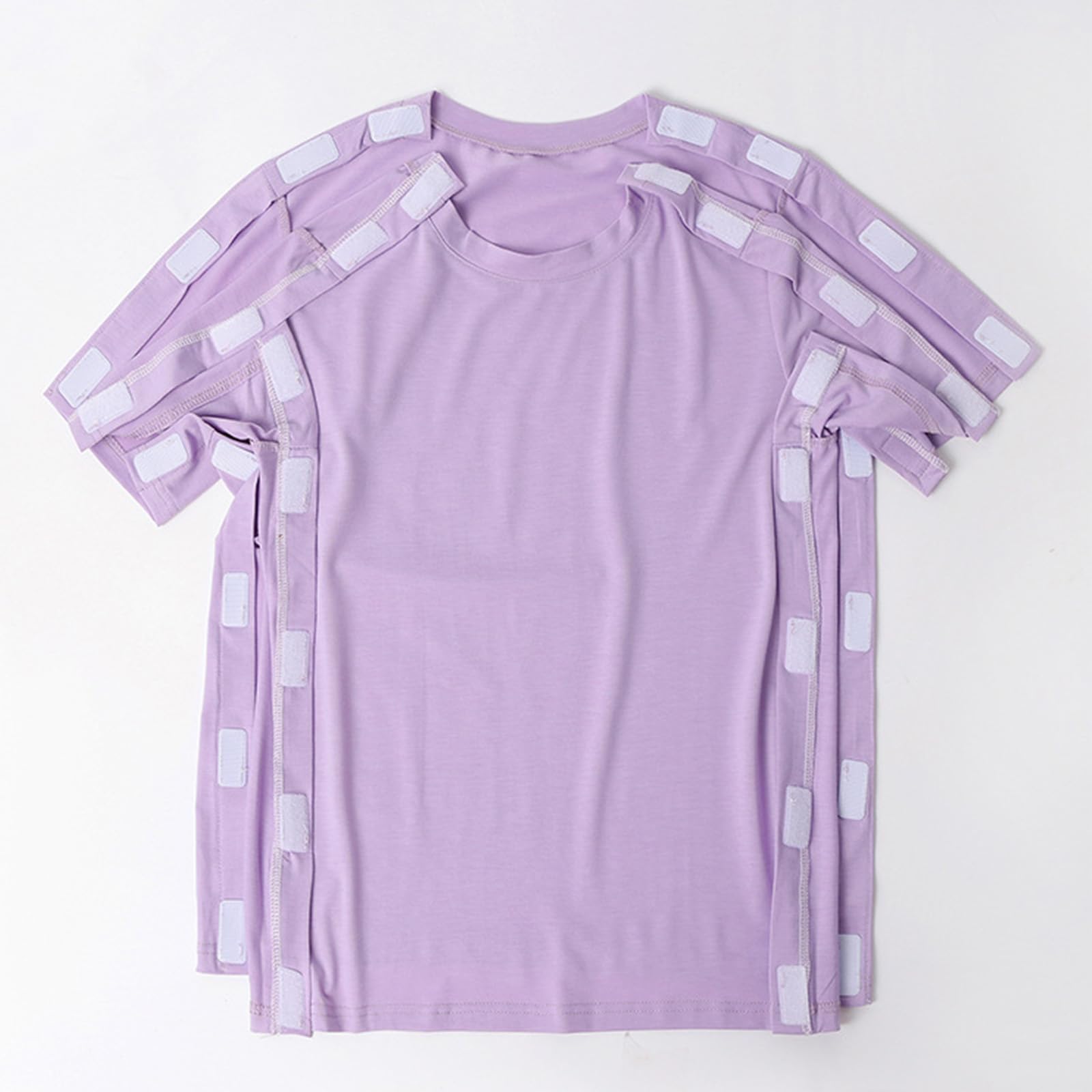Ropa para el cuidado del paciente, Women's Adaptive Tear Away Patient Pajamas Short Sleeve Shorts Purple Multiple Sizes(Purple B,Large)