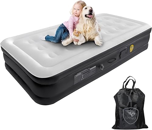 Miniatura 1 de LJSLYJ Colchón de aire individual con bomba incorporada, cama inflable en 2 minutos autoinfladodesinflado, superficie flocada, cama inflable para