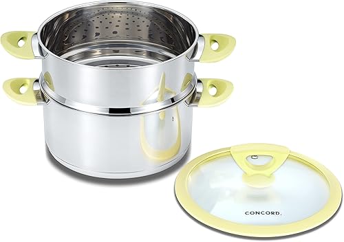 Miniatura 9 de CONCORD Juego de utensilios de cocina de 3 piezas de acero inoxidable de 3 cuartos de galón cuenta con vaporizador de verduras de 2 cuartos y olla