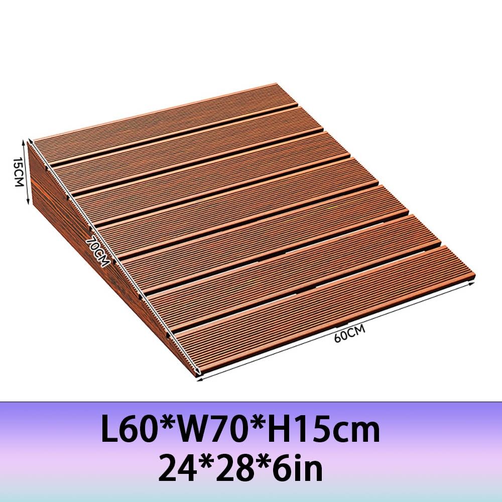 Silla de ruedas portátil antideslizante de madera, umbral de puerta de fácil acceso para uso Ga, disponible en alturas de 8/10/15/20 cm (60 x 70 x 15 cm / 24 x 28 x 6 in)