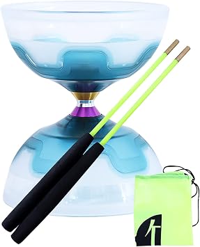 Chinese Yoyo Diabolo Set - Triple Bearings LED Diabolo with Diablo Sticks & Net Bag Blue