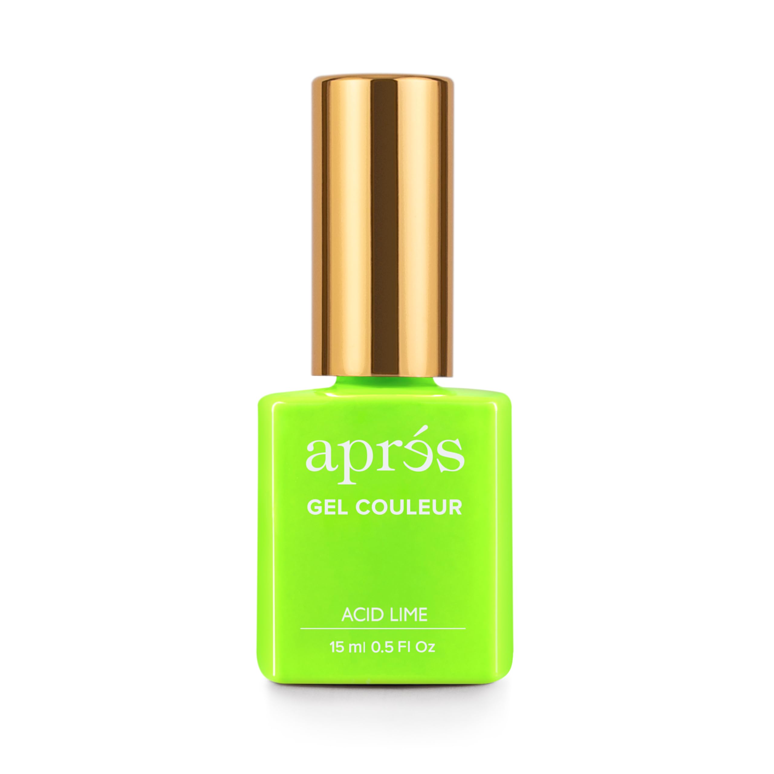 APRÉS Gel Color Nail Polish 15 ml, Splash of Couleur Collection, No Wipe, Highly Pigmented, Medium Viscosity Formula with Brush-X Nail Art Brush - Salon Quality (J18 - Acid Lime) | 2024 Edition