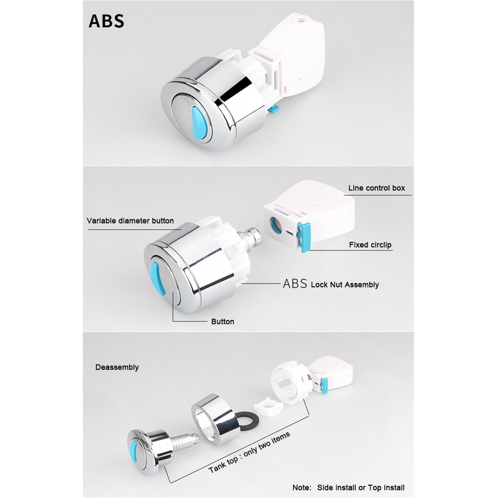 Spülventil für Toilettenspülkasten Linear Control Toilet Fitting Outlet Valve Water Saving Flush Kit Tank Drain Fittings System(1-piece side inlet-1)