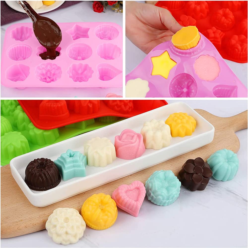 3 Stampi In Silicone Per Dolci 12 Motivi Floreali – Antiaderente, Adatti A Forno E Microonde