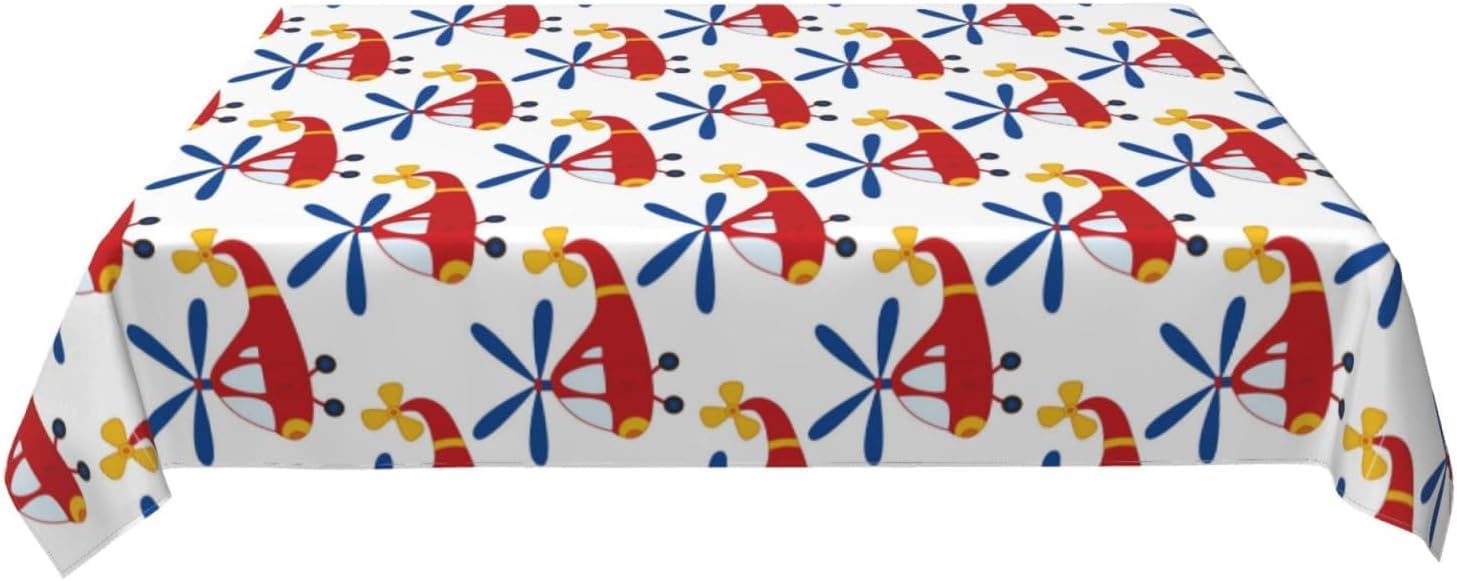 Tovaglia Rettangolare 160x240 cm Aereo e Cartone Animato Copritavolo in Poliestere Antimacchia Protezione Tavolo per Tavoli da 8 Posti, Ideale per Cucina e Feste 7941v