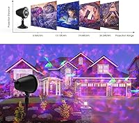 Vista 2 de Proyector LED de Navidad, luces nocturnas de Rusoso para exteriores, efecto de onda de agua, 22 colores LED, impermeable, efecto de agua con control
