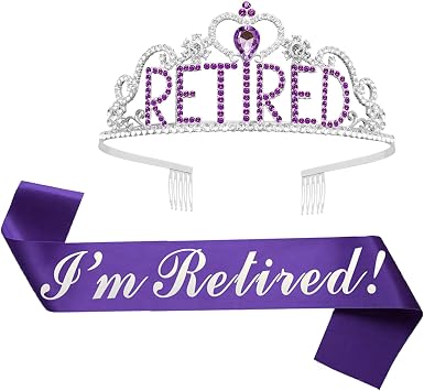 JETKONG Retirement Party Decorations - Tiara/Crown & Sash for Women, Party Supplies & Favors Purple