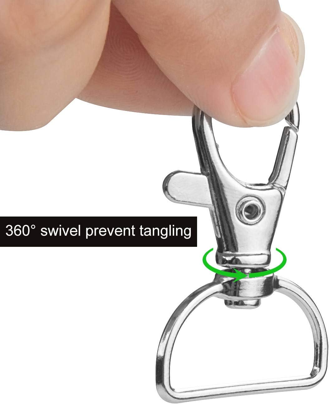 Acrux7 100 Pack Lobster Claw Clasps for Keychains 3/4 inch Lanyard Clips D Ring Swivel Clasp Hook Metal Lobster Clasp for Key Chain, Crafts and Purse DIY Lanyard Making
