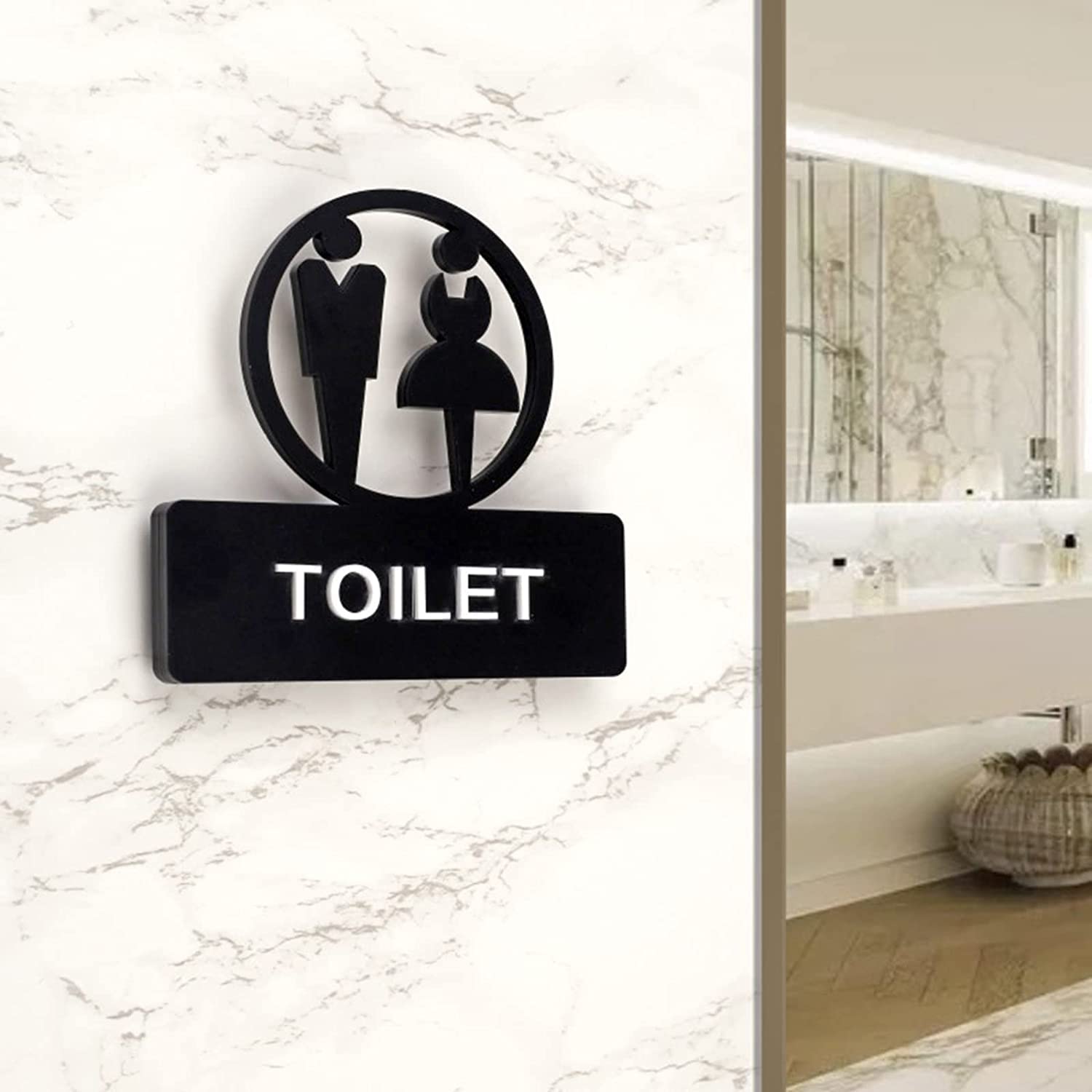 Letrero acrílico 3D para puerta de baño, para hombres y mujeres, decoración de inodoro
