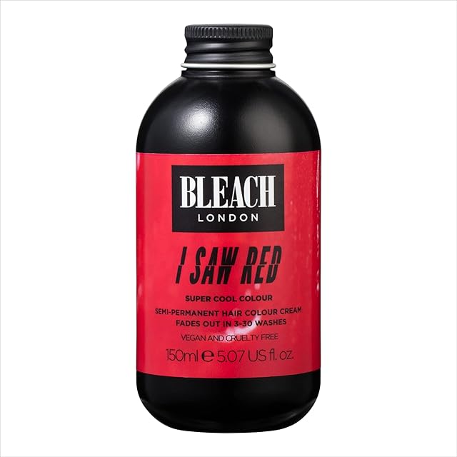 BLEACH LONDON I Saw Red Colour - Semi-Permanent Hair colour, Vivid Red, Temporary Hair Colour Cream, Vegan, Cruelty Free, Temporary Hair Colour Cream 150 ml