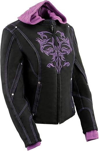 Milwaukee Leather Womens Textile Motorcycle Riders Jacket with Hoodie - Year Round Wear