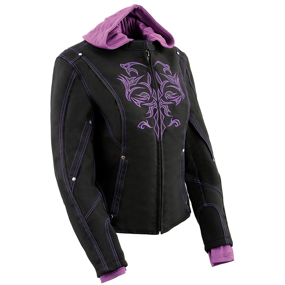 Milwaukee Leather Womens Textile Motorcycle Riders Jacket with Hoodie - Year Round Wear
