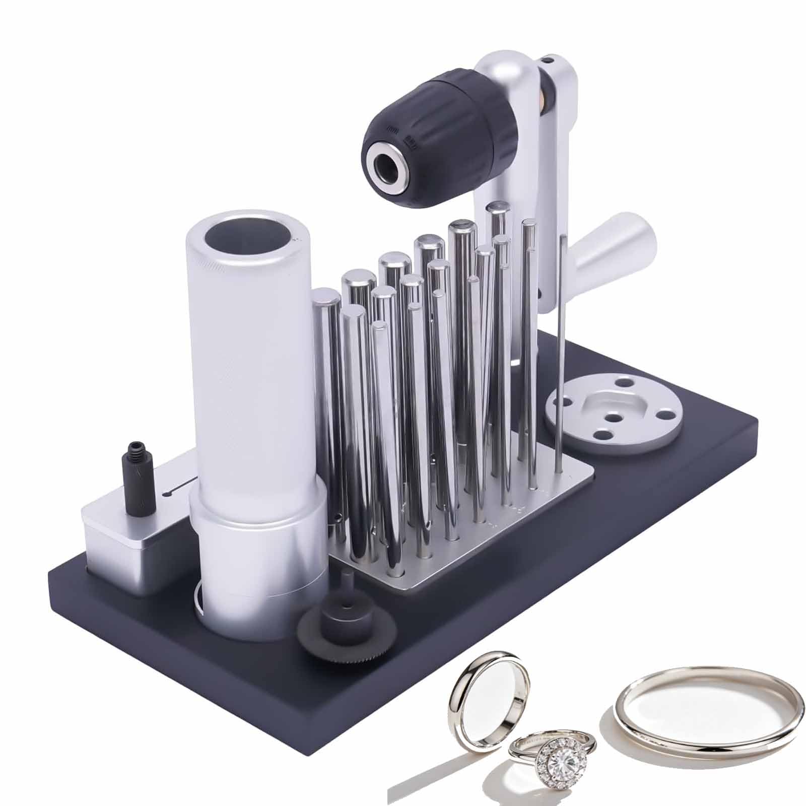 ZephPerton Professional Jump Ring Maker, Manual Wire Drawing Machine with 20 Mandrel Accessories (2.5mm to 12mm) and Power Handle, Stainless Steel for Chainmail, Bracelets, Earrings, Necklaces