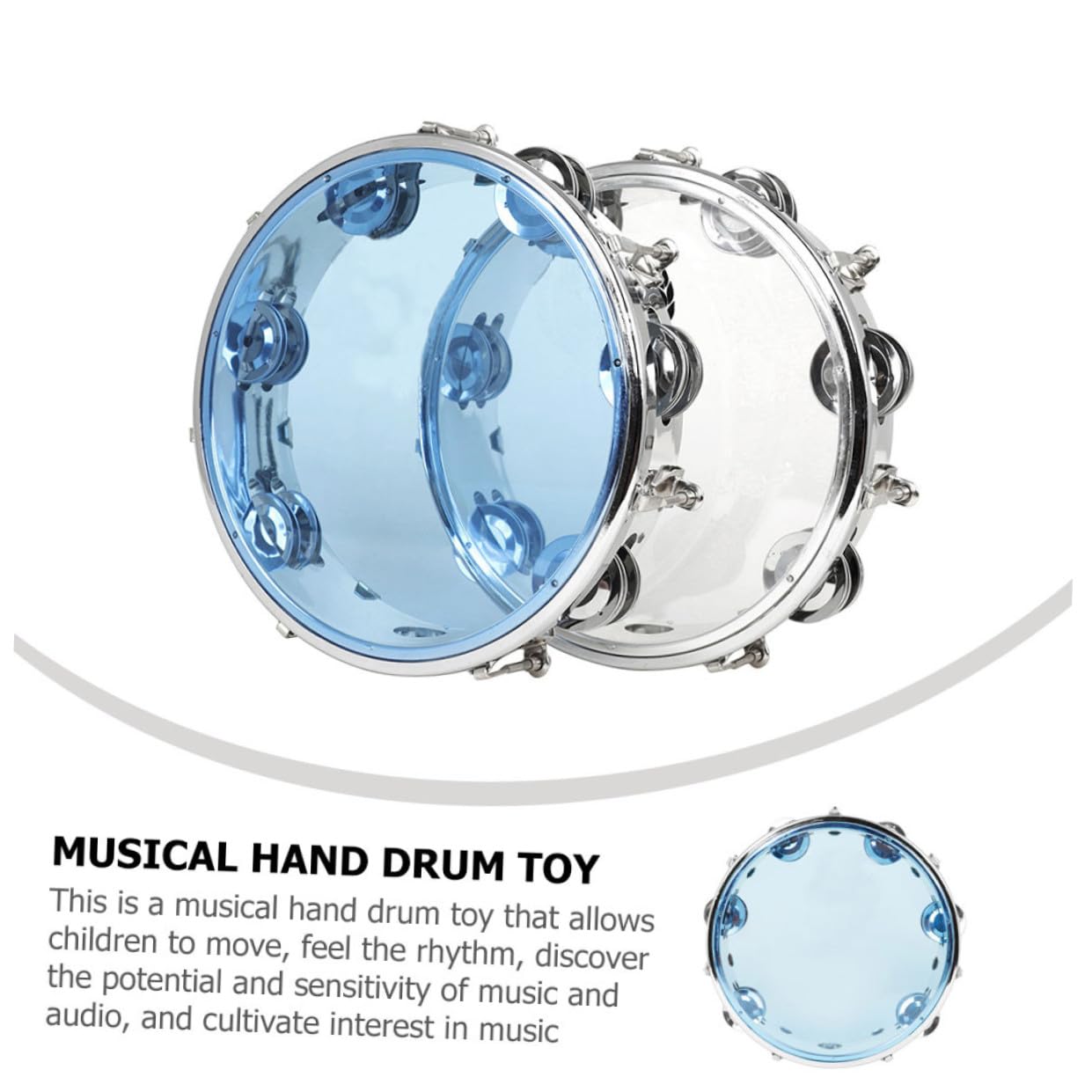 Instrumento de Percusión con Doble Hilera Pandereta de Mano de 8 Pulgadas Aro de Metal y Cuerpo ABS Adecuado para Estimular Interés Musical y Concentración en Niños