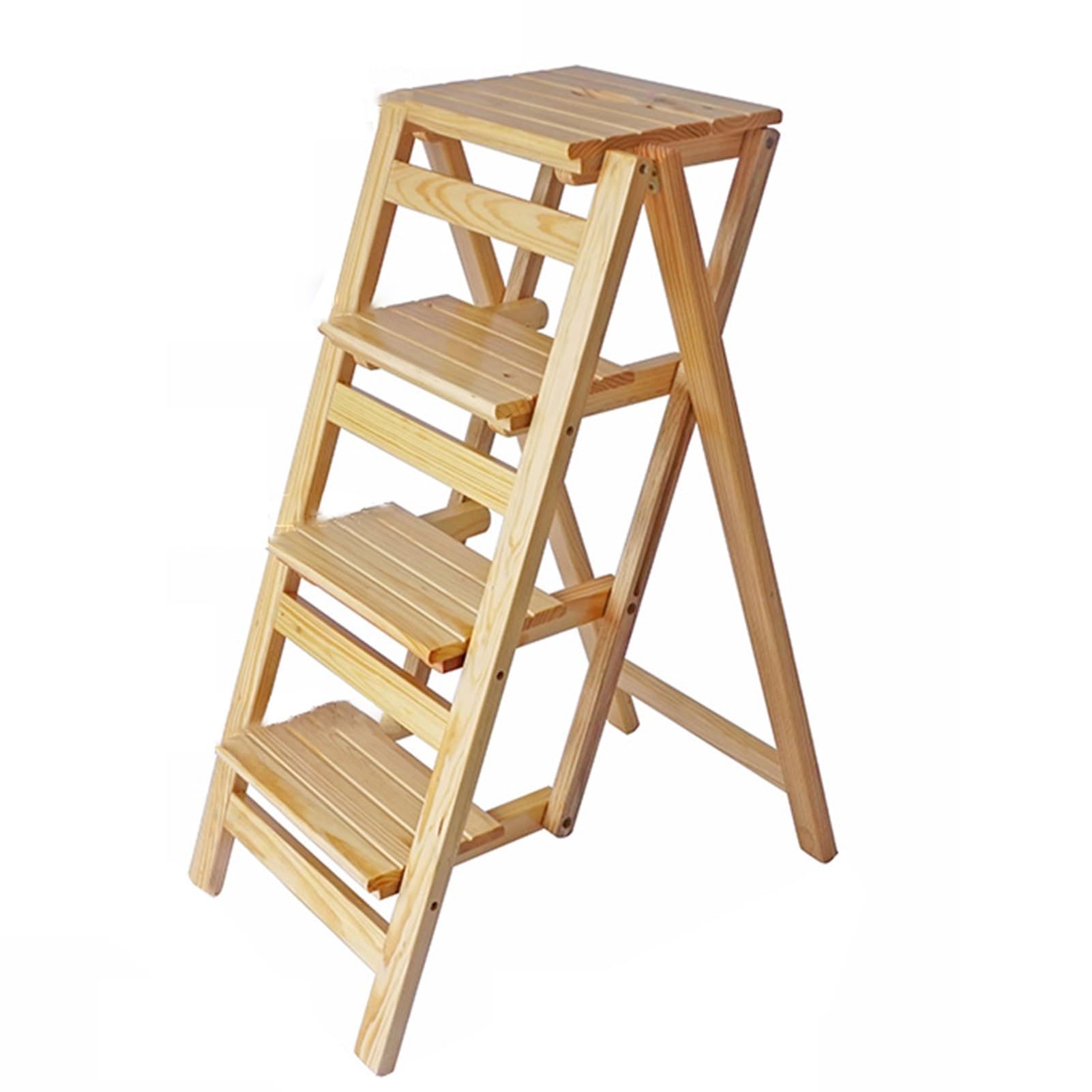 Silla plegable de madera para biblioteca con acabado noble y escalones convertibles