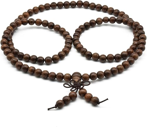 Miniatura 4 de Zen Dear - Collar unisex de madera natural de seda tibetana con cuentas de oración de budismo tibetano
