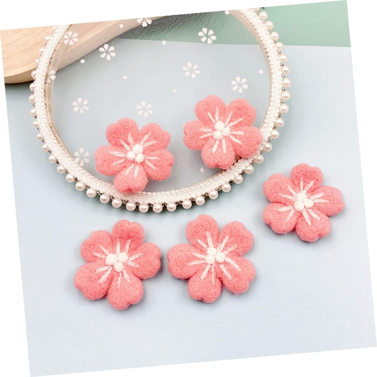 Veemoon 10pcs Wool Felt Flower Accessories for Hair Garment Crafts Adorable Bright Colors for Projects and Decorations