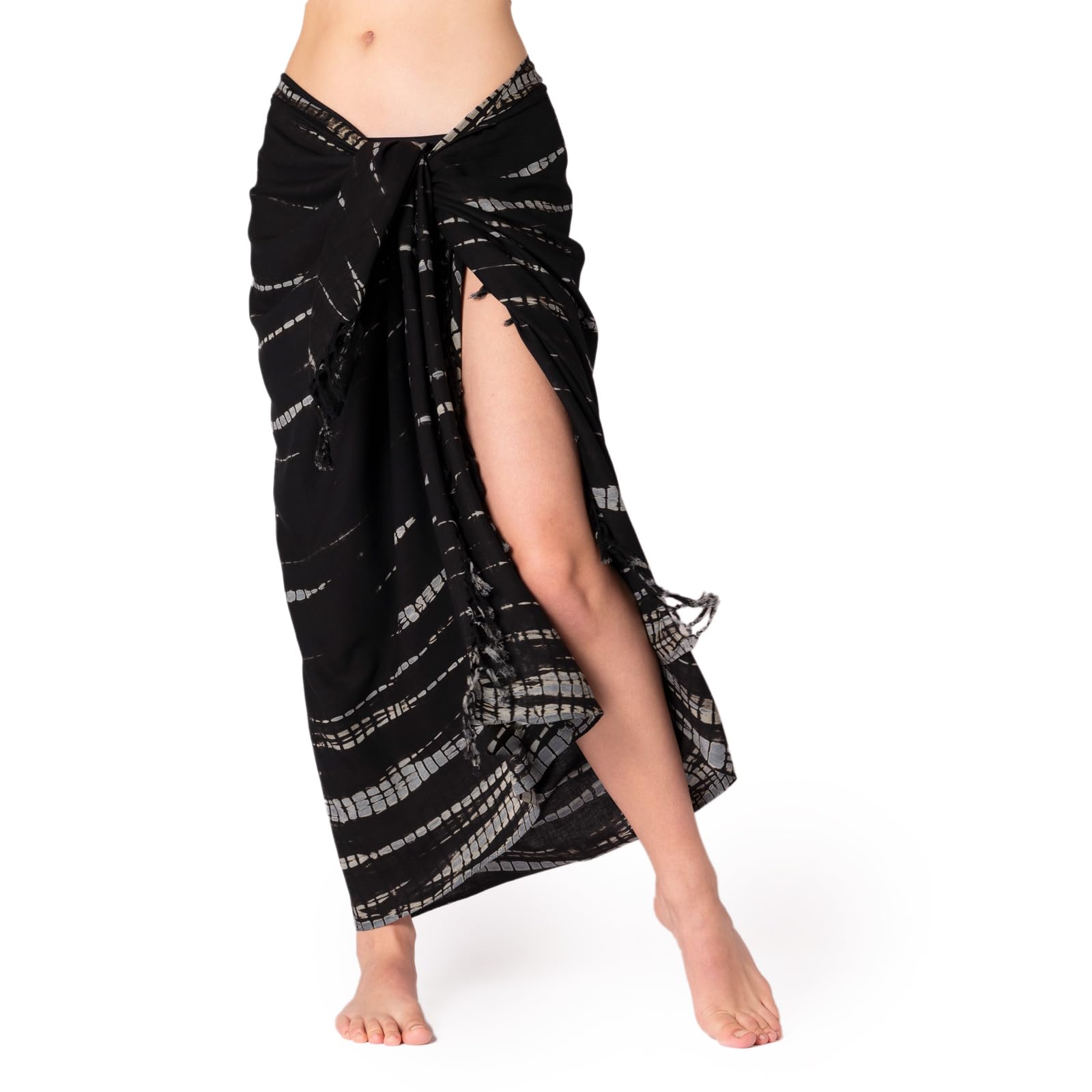 Panasiam Unisex Black White Sarong Tiedye Style, 190X116cm