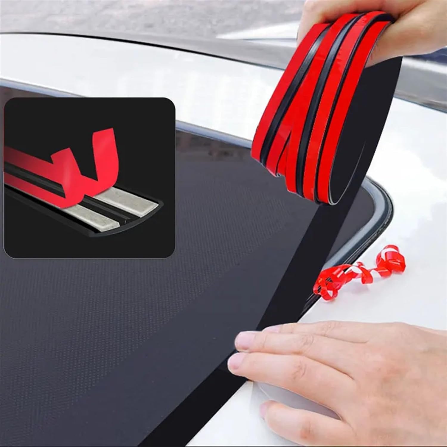 Rubber Car Seals Edge Strip Upgrade T Shaped Sealing Strips Auto Roof Windshield Sealant Protection Noise Insulation(27mmx4m)