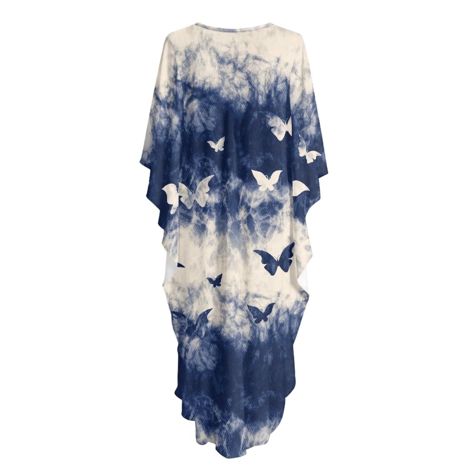 Poceacles Abito caftano da donna modello tie-dye Plus Size Boho abito con maniche a pipistrello Flowey Caftano Beach Cover Up