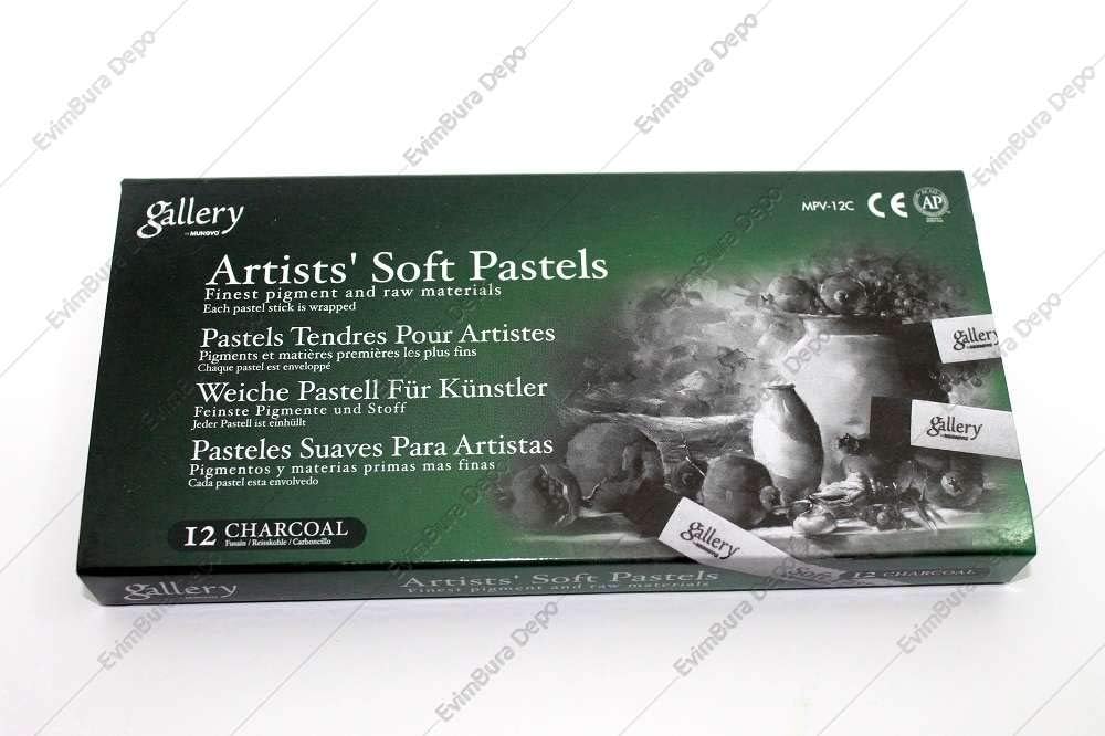 Mungyo Gallery Soft Pastel Squares Cardboard Box Set of 12 - Charcoal Black