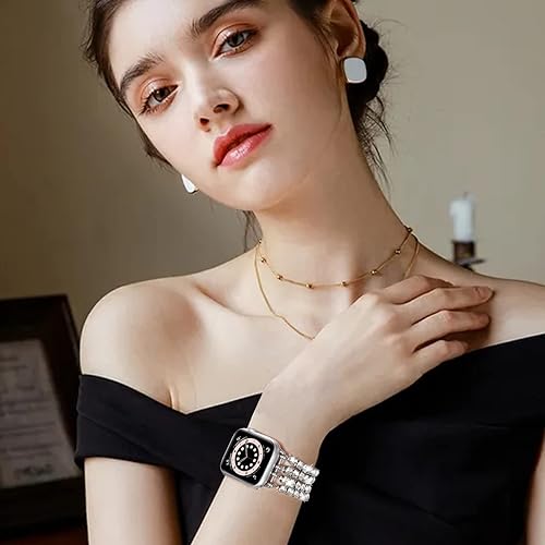 Miniatura 3 de VISOOM Pulsera brillante compatible con Apple Watch Series 7 de 1.614 pulgadas, 1.496 pulgadas, 1.575 pulgadas, serie 8 SE6, diamantes metálicos