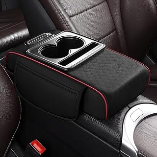 Car Armrest Extension Pad for Honda CR-V Hydrogen 2025,1PCS PU Comfortable Texture Wear Resistant Durable Versatile Storage Wide Range Uses Automotive Accessories,Red-Black
