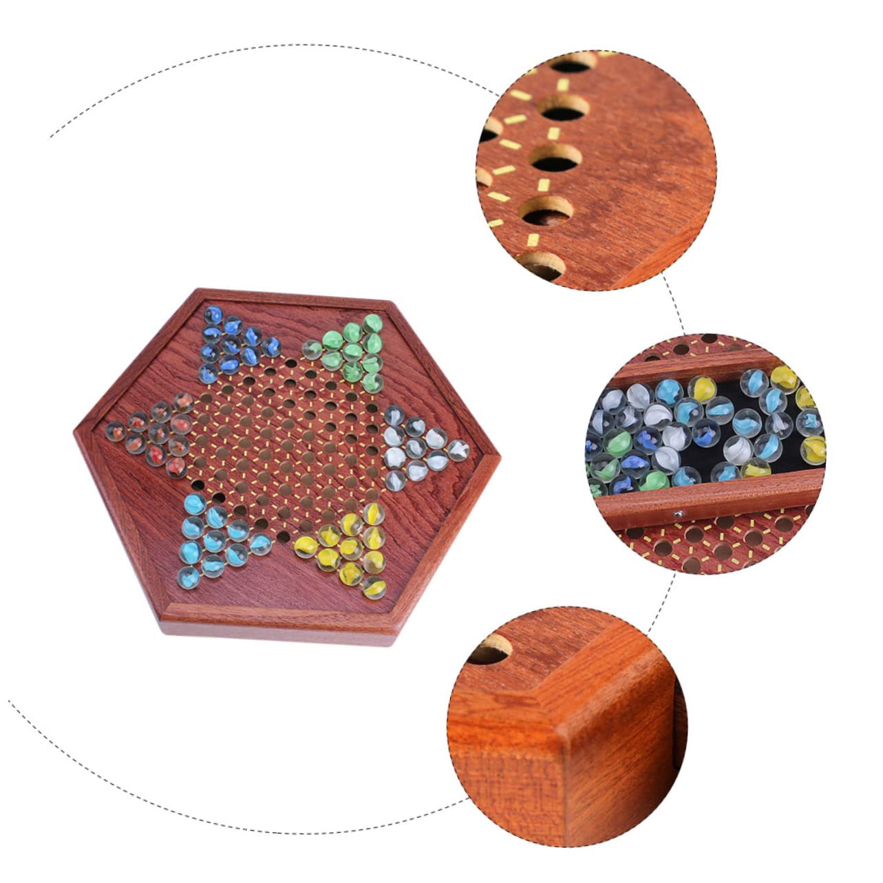 Damas Chinas para Niños, Juego de Mesa Hexagonal de Madera