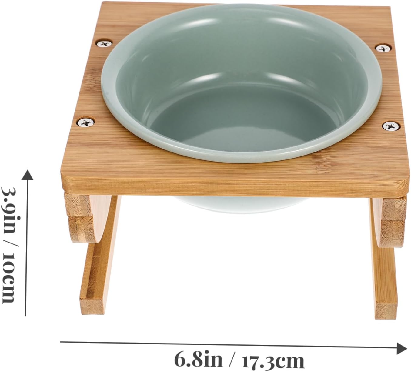1set Ceramic Cat Bowl Bamboo Stand Ergonomic Elevated Cat Feeding Dish for Comfort and Style Non-Slip Easy to Clean for and Dogs Green
