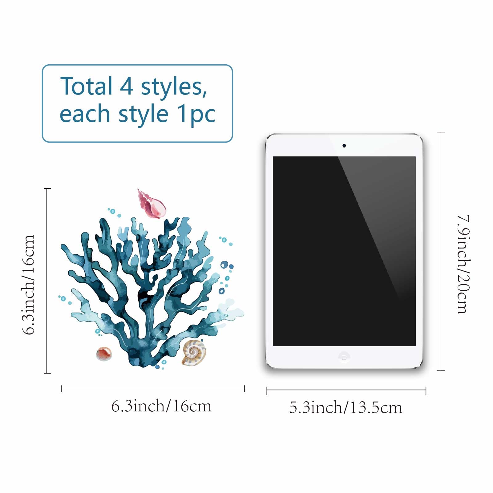 GORGECRAFT 4 Styles Coral Window Sticker Summer Seaweed Ocean Marine Themed Glass Window Decals Under the Sea Waterproof Removable Clings for Sliding Door Prevent Birds Strikes Room Decor 16x16cm - Image 2