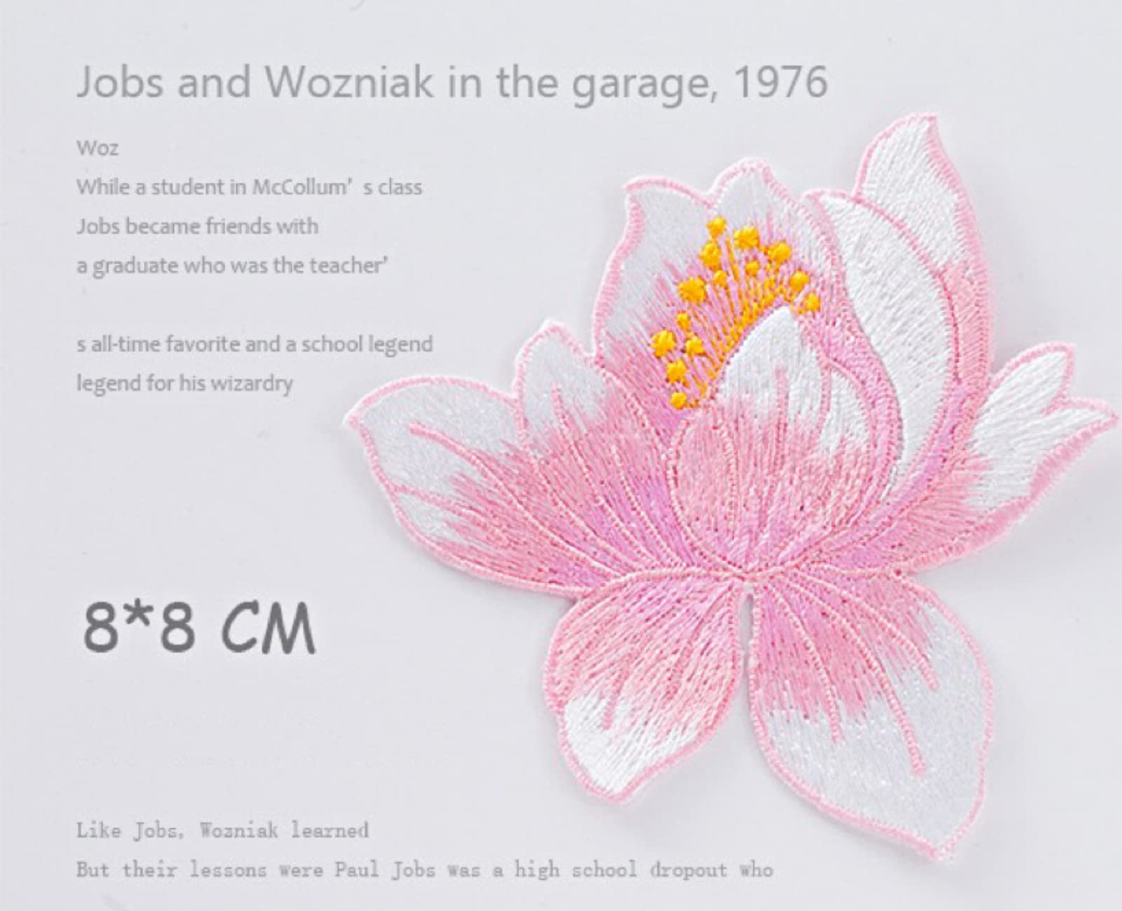 Liveish 5er Set Lotusblumen-Bügelbilder – 8x8 Cm, Mehrfarbig, Stoffpatches Zum Aufnähen Oder Aufbügeln