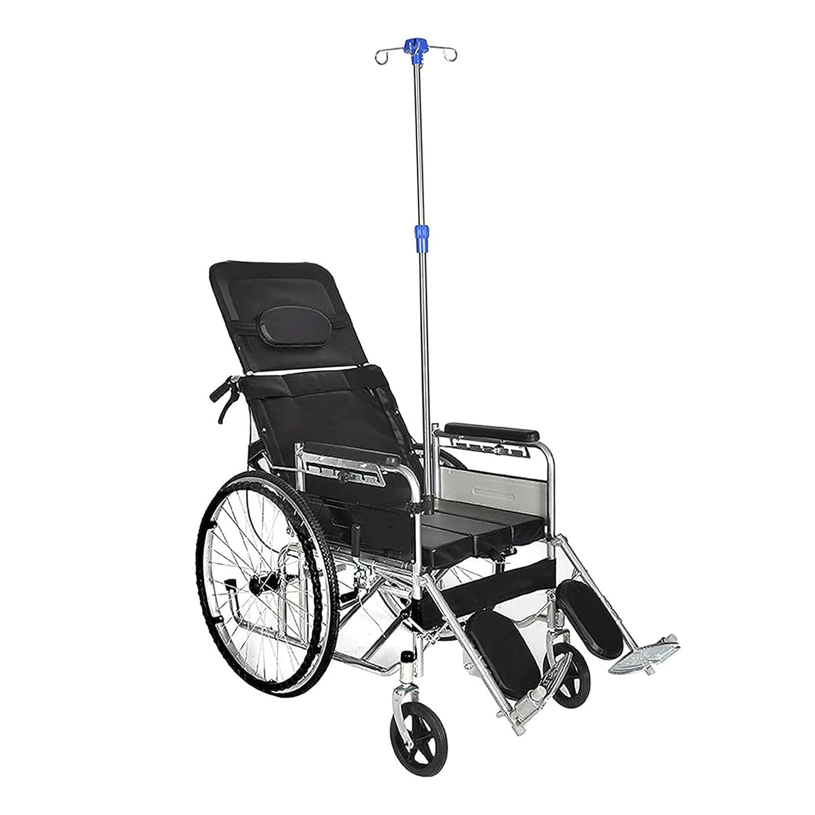 Soporte IV de Acero Inoxidable para Silla de Ruedas, Soporte para Bolsa IV, 4 Ganchos, Soporte para infusión Ajustable en Altura, 2 uds.
