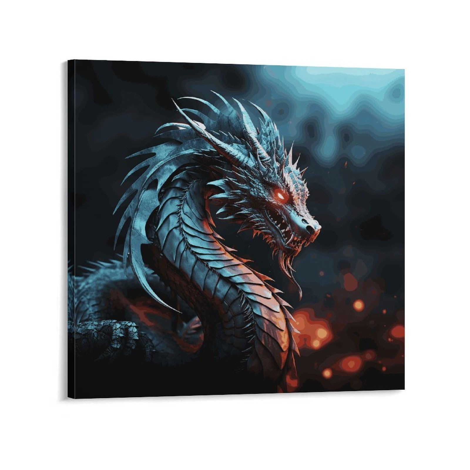 KLOPH Dragon Canvas Wall Art for Living Room 08x8inch Modern Artwork Painting for Bathroom Hanging Canvas Prints Aesthetic Wallart for Bedroom Kitchen Office Wall Decor