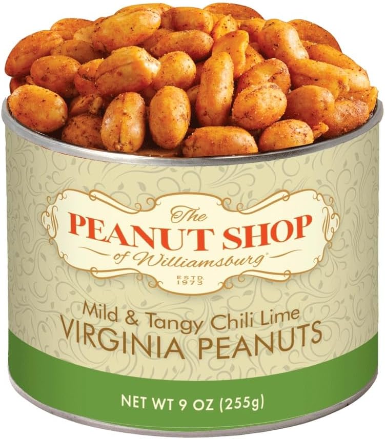 Chili Lime Peanuts,Salted Hand Cooked Williamsburg Virginia Peanuts, Extra Large, Kosher Certified - 9 Oz Tin