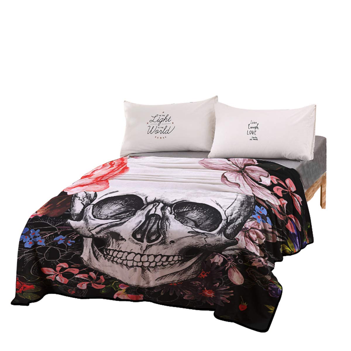 Coperta in Microfibra Morbida, Morbuy Super Pile di Corallo Viaggio Picnic Leggero Camera Biancheria da Letto Divano Ideale per Regalo Natale (80x110cm,Cranio