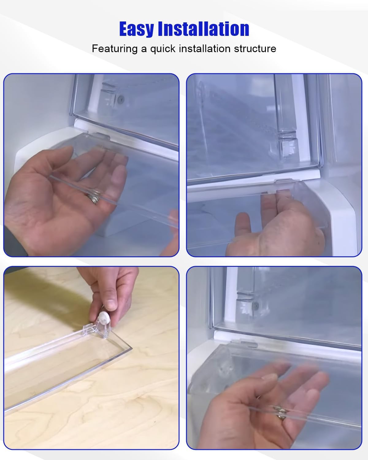 Refrigerator Tray Cover Assembly Compatible with LG and Kenmore Refrigerator Clear color Replace ACW74118101 AP5956442 3380487 MCR64973001 PS10065045