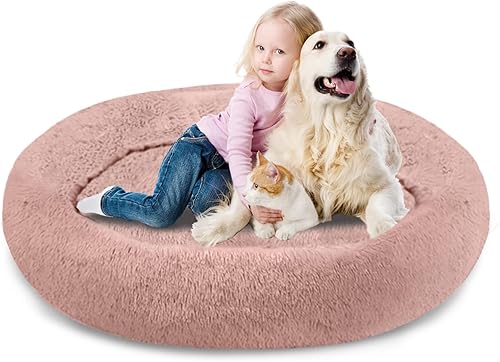 Miniatura 22 de SAVFOX Camas calmantes de felpa para perros, cama de perro de dona para perros pequeños, tamaño mediano, grande y extragrande, cómoda cama para