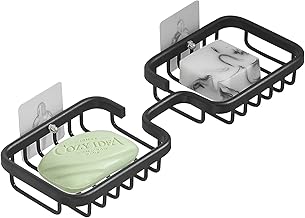 Dancrul Bathroom Soap Dishes, Bar Soap Holder for Shower Wall, Rust Proof Metal Self Draining Soap Tray, Wall Mounted Soap Dish for Shower, Shower Soap Bar Holder, Black