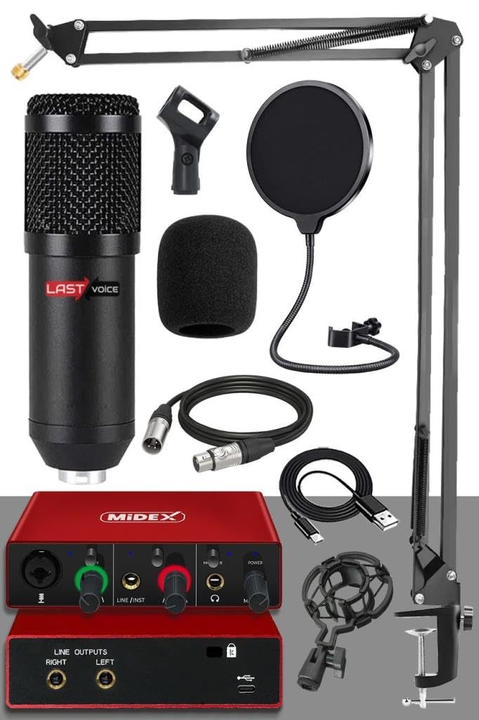 Lastvoice BM800-GLX-500 PRO Ses Kartı ve Condenser Mikrofon Stand Filtre Seti