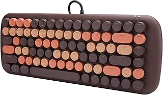Gaming Keyboards, 84 Keys Wired Mechanical Keyboard with Multimedia Keys, Blue Switch Retro Gaming Keyboard for Home Office Computer