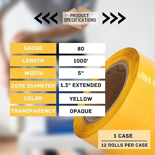 Vista 69 de PSBM - Mini envoltura elástica negra con asa, paquete de 12, 5 pulgadas x 1000 pies, calibre 80, adhesivo de plástico de tinte oscuro/opaco