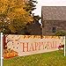Large Happy Fall Banner - Thanksgiving Decor, Maple Leaves Pumpkin Banner, Autumn Party Outdoor & Indoor Decor Supplies (8.2 x 1.5 FT)