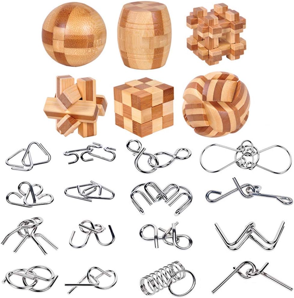 XUANSHUO Brain Teaser Puzzles Set 3D Interlocking Jigsaw Games IQ Test