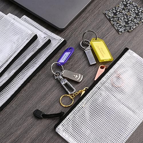 12 Stück Netz-Reißverschlusstaschen, 23 x 11,4 cm, strapazierfähige Taschen, Organisation von Aufbewahrung mit Reißverschluss für Rechnungen, Akten und Reisen