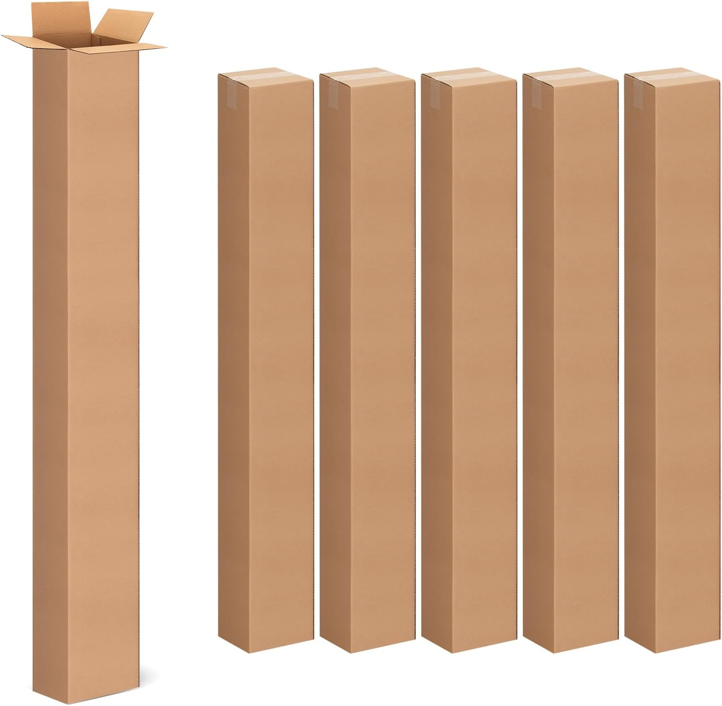 5 Pack 4x4x36 Inch Tall Corrugated Cardboard Boxes, 4"L x 4"W x 36"H Shipping Boxes - Shipping, Moving, Packaging, Mailing, Storage Box for Home or Business