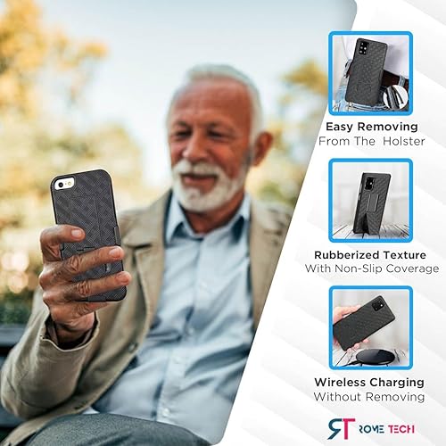 Miniatura 8 de Diseñada para iPhone SE 2016 (1 generación)  5  5s no para SE2020 Funda con clip para cinturón - Funda con función atril - Negro