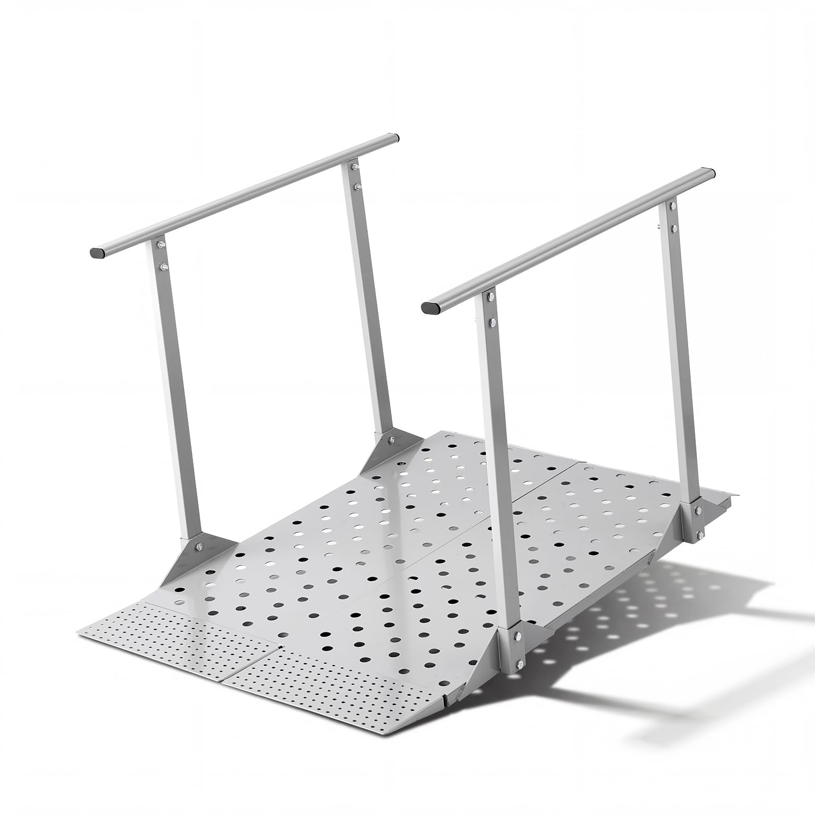 VEVOR Rampa para Silla de Ruedas con Pasamanos 1140 x 850 mm, Rampa de Umbral de Acier au CarboneAntideslizante, Capacidad de 199,6 kg para Escalones, Puertas, Bordillos, Scooters, Uso Residencial