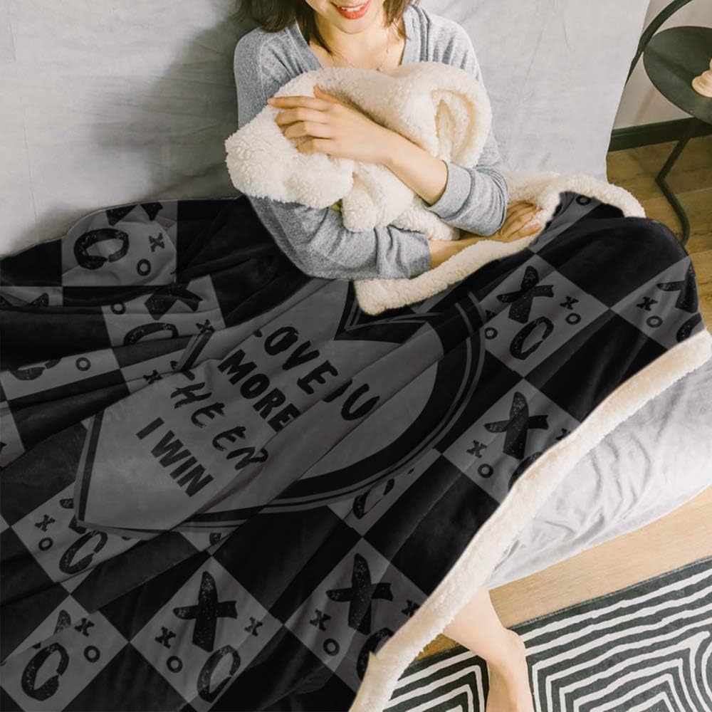 Sherpa Fleece Blanket Ultra Soft Throw Blanket - Valentine's Day I LOVE YOU MORE THE END I WIN Dark Grey - Fuzzy, Cozy, Shaggy, Warm - Reversible Microfiber Blanket for Bed Sofa Couch, 39 x 49 Inches - Image 5