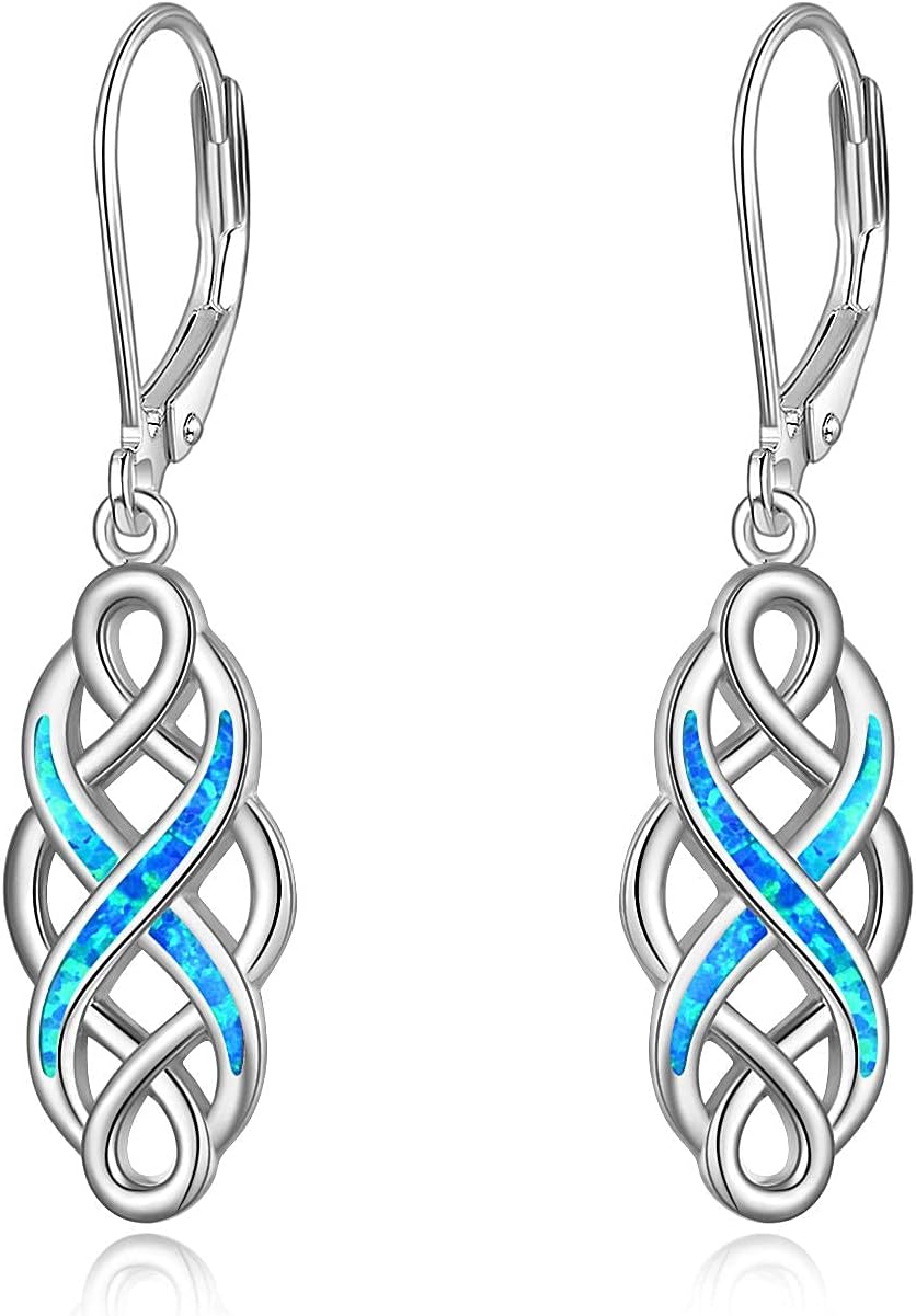 YFN Sterling Silver Celtic Knot Dangle Earrings Good Luck Irish Celtic Knot Leverback Dangles Earrings for Women